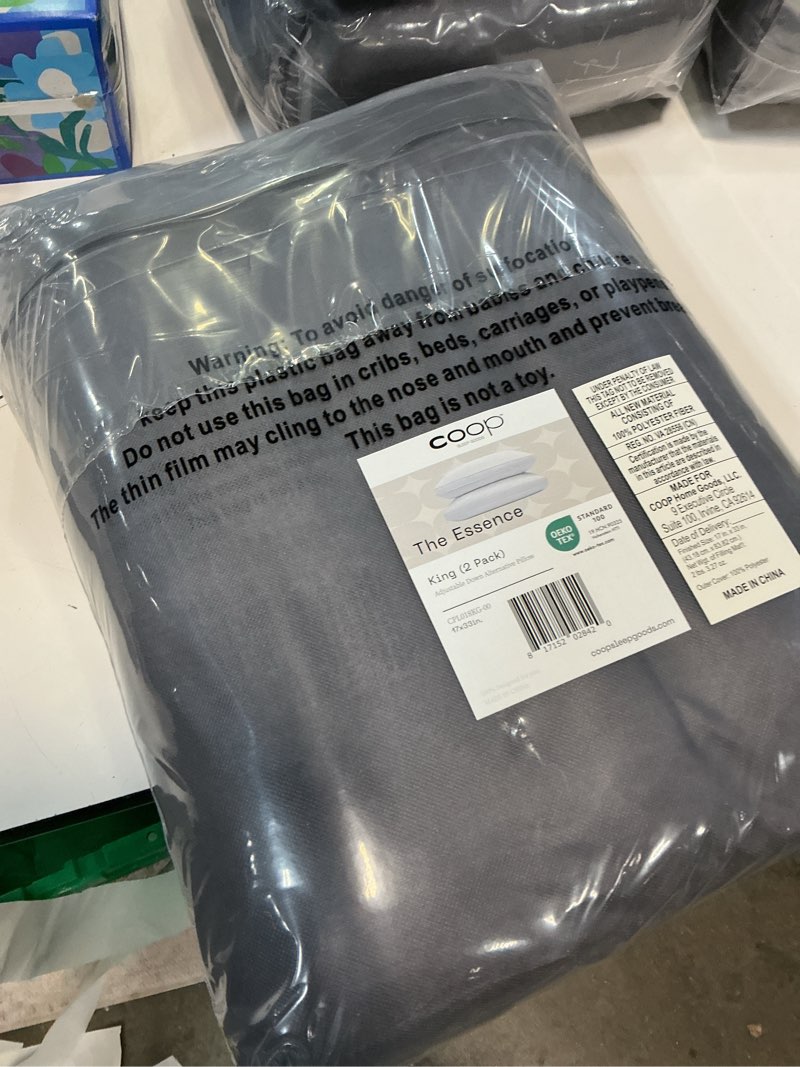 Condition photo showing New/Like New for coop home goods essence down alternative pillow set of 2, king size, best pillows for sleeping, adjustable alternative to down pillows, luxury hotel pillow for back, stomach or side sleepers essence king classic