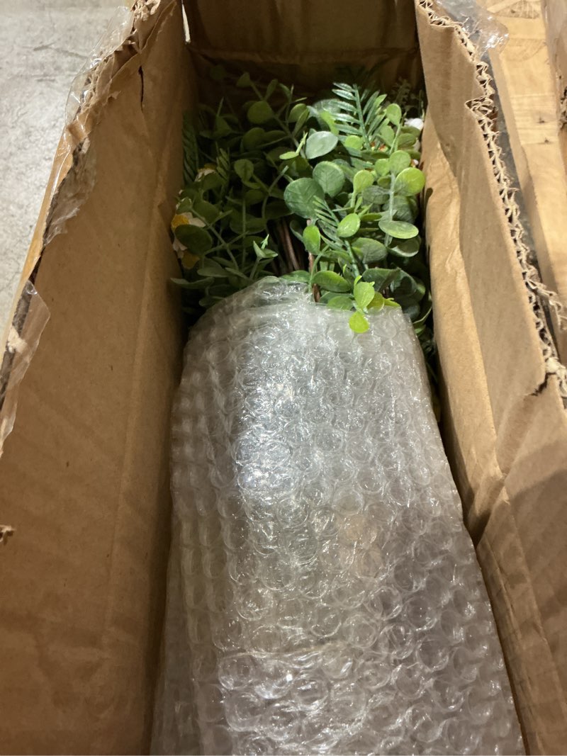 Condition photo showing Good Condition for lueur artificial faux flowers in vase for home,silk sunflower bouquet fake flowers with pot silk sunflower arrangement with vase suitable for fall, spring decor office decoration table cenerpiece yellow & white