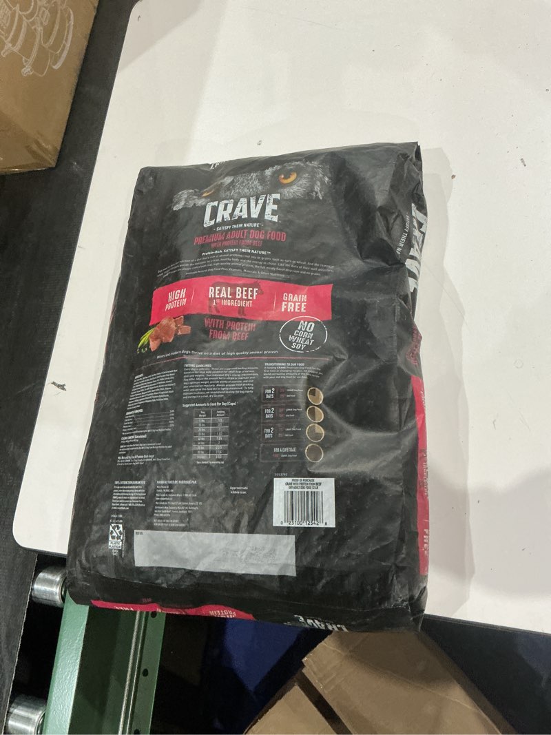 Condition photo showing New/Like New for crave grain free high protein adult dry dog food, beef, 12 lb. bag 12 pound (pack of 1)