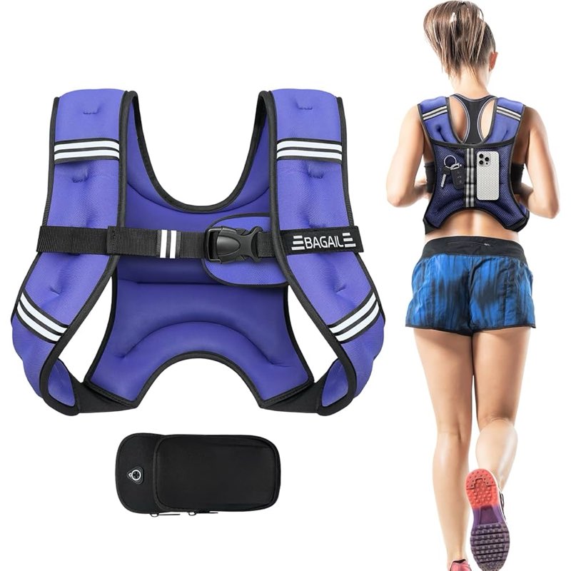 bagail weighted vest, 5lbs/8lbs/10lbs/12lbs/15lbs/20lbs/25lbs/30lbs weight vest with detachable phon
