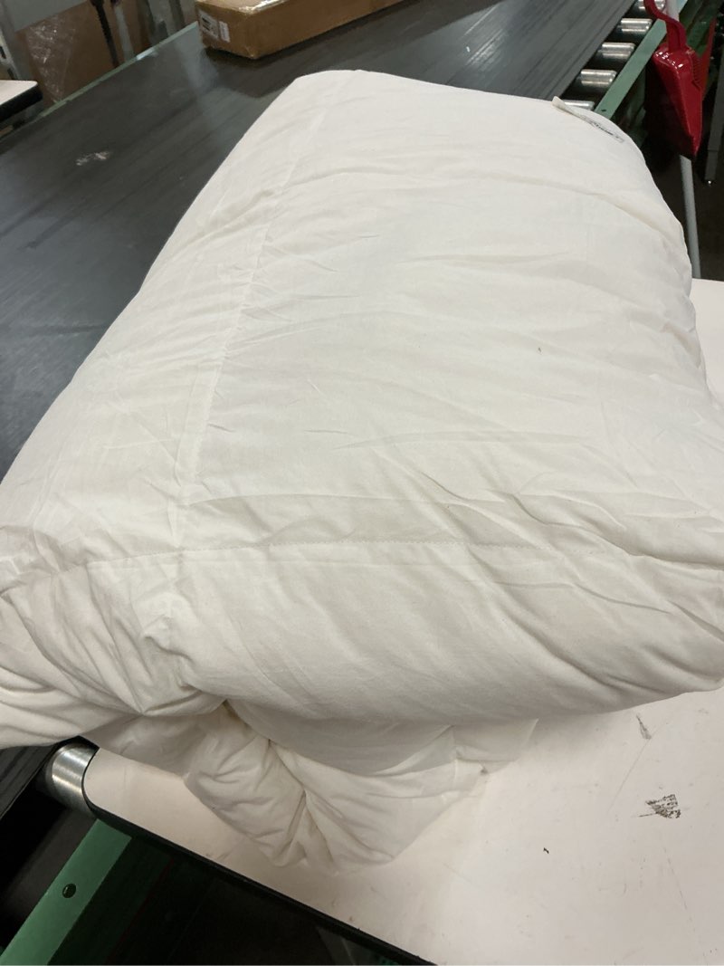 Condition photo showing As Is for feather and down comforter insert queen size, 100% cotton cover, all season white down feather duvet insert, fluffy soft hotel luxury bedding for bedroom, 90 x 90 inches queen white/all season