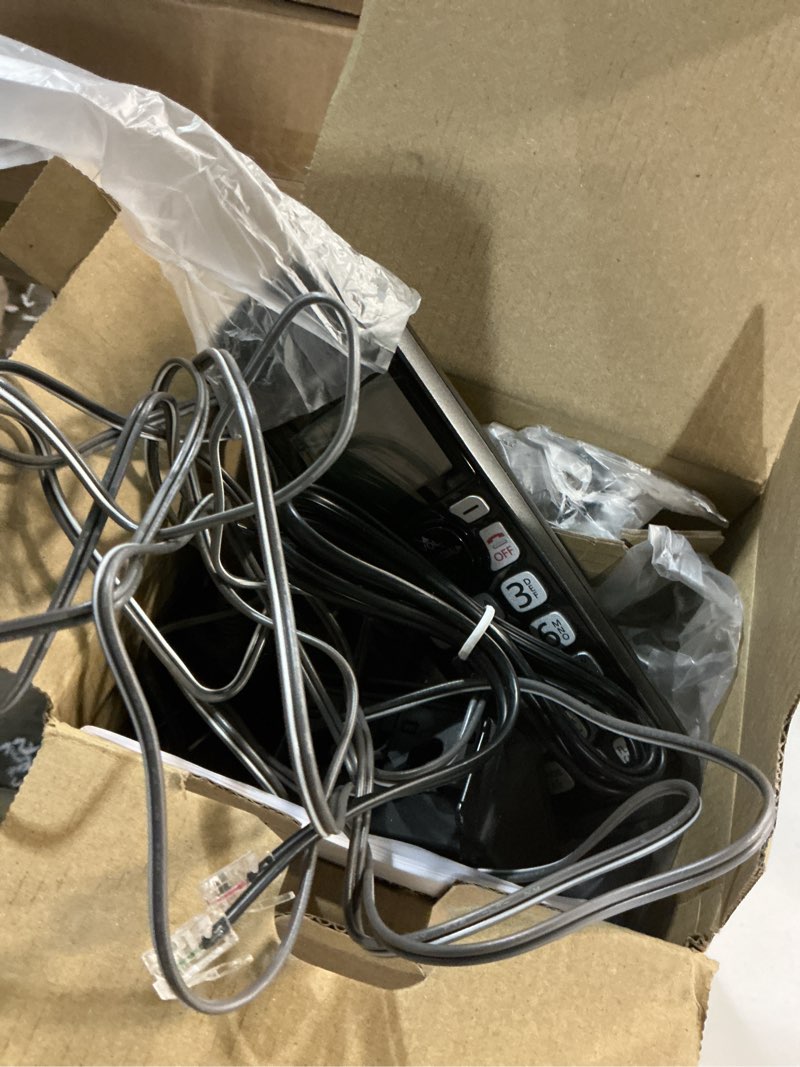 Condition photo showing Good Condition for Panasonic Cordless Phone with Answering Machine, Advanced Call Block, Bilingual Caller ID and High-Contrast Display, Expandable System with 2 Handset Cordless Telephones - KX-TGD832M (Metallic Black) 2 Handsets Black