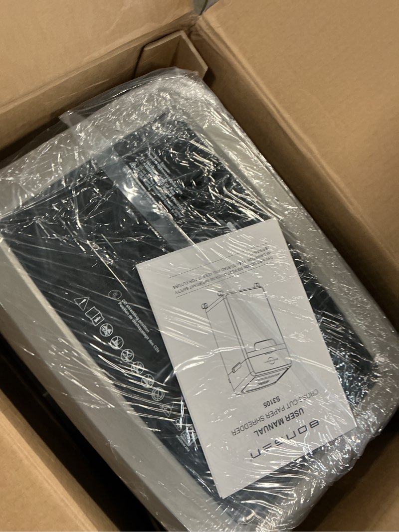 Condition photo showing New/Like New for bonsen heavy duty paper shredder, 24-sheet cross-cut shredder, 40-min continuous running time, commercial grade shredder for office, 9-gallon big basket, 55db super quiet, p-4 high security (s3105)