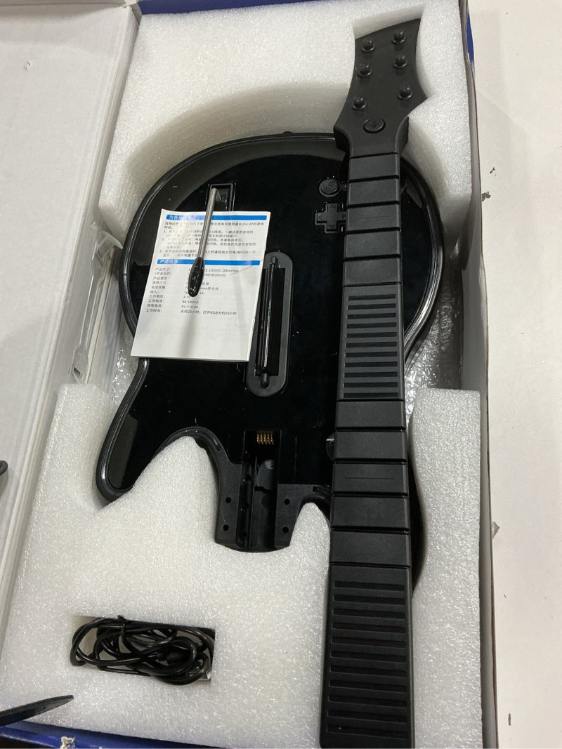 Condition photo showing Good Condition for Lyvix Wireless Guitar Hero Controller (RGB Lighting): Compatible with PS4/PS3/PC & Games Including Guitar Hero 3/4/5, Rock Band 1/2, Clone Hero, Fortnite Festival, with Lightning Strap, Audio Jack Black Lightning