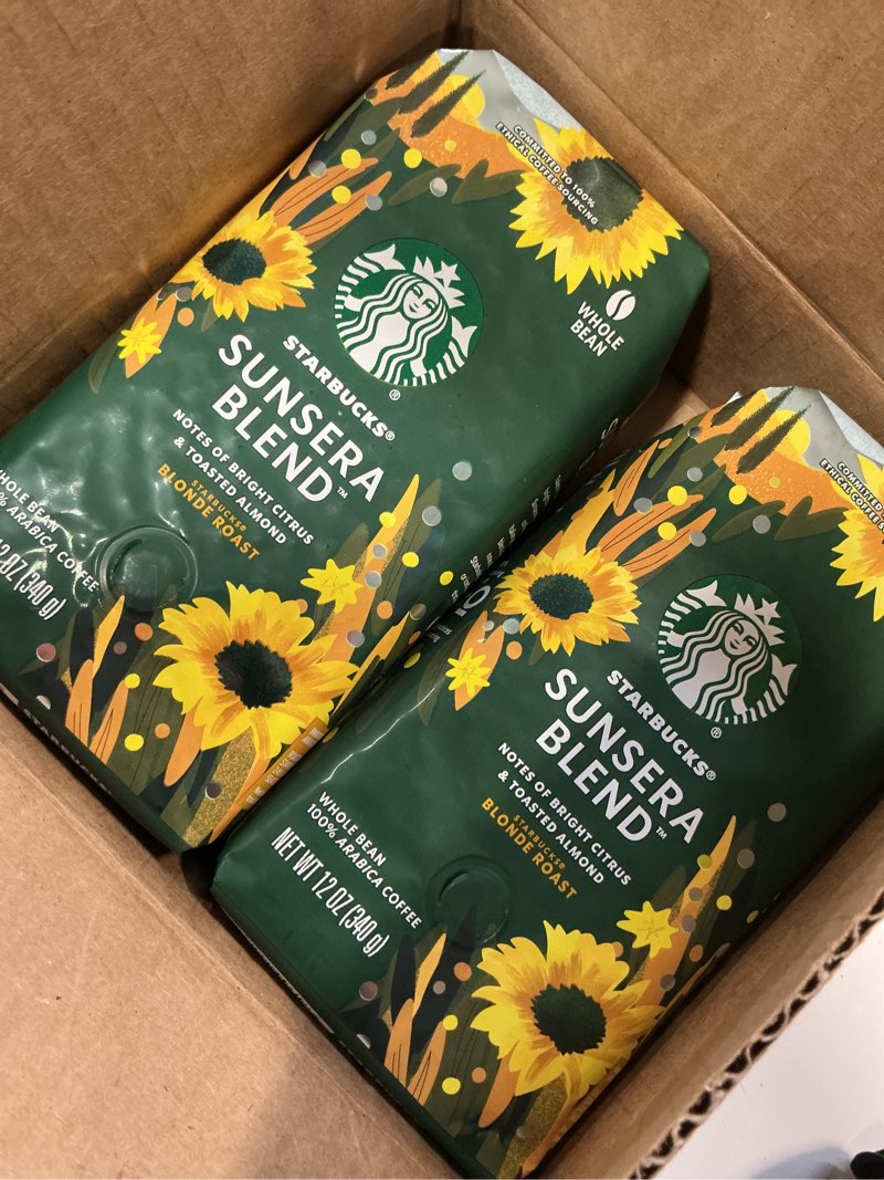 Condition photo showing New/Like New for (Best by 01/DEC/2025) Starbucks Whole Bean Coffee, Sunsera Blend, 100% Arabica, 2 Bags, 24 Oz (1.5 lb) Total