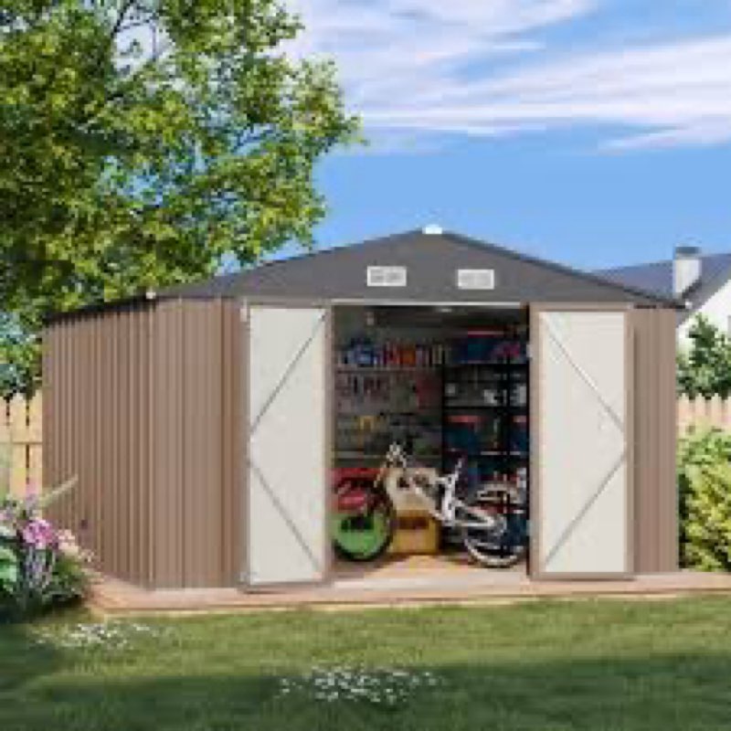 10 ft. w x 10 ft. d metal storage shed incomplete 