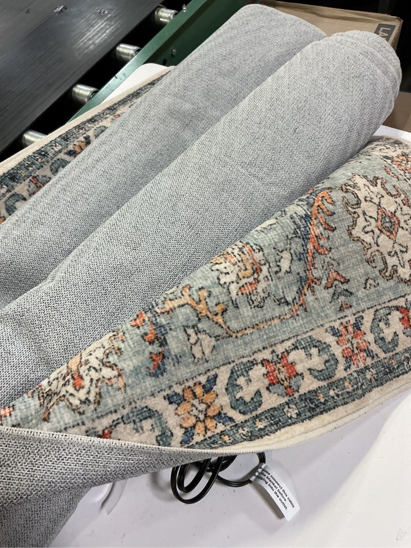 Condition photo showing As Is for 6x9 Area Rugs for Living Room - Stain Resistant Machine Washable Rugs for Bedroom,Non-Slip Backing Large Area Rug (Blue/Gold, 6'x9') Blue/Gold 6'x9'
