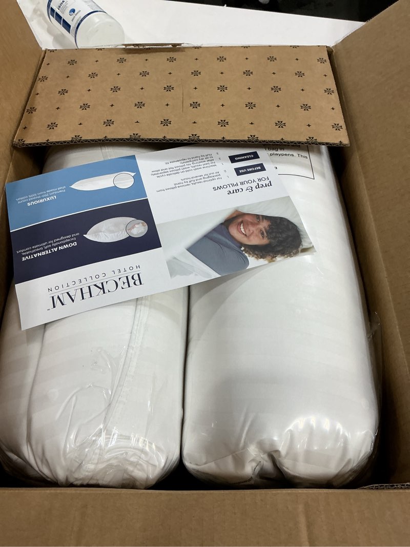 Condition photo showing New/Like New for beckham hotel collection bed pillows standard/queen size set of 2 - original soft down alternative pillow for sleeping - soft support for back, stomach or side sleepers queen / standard white