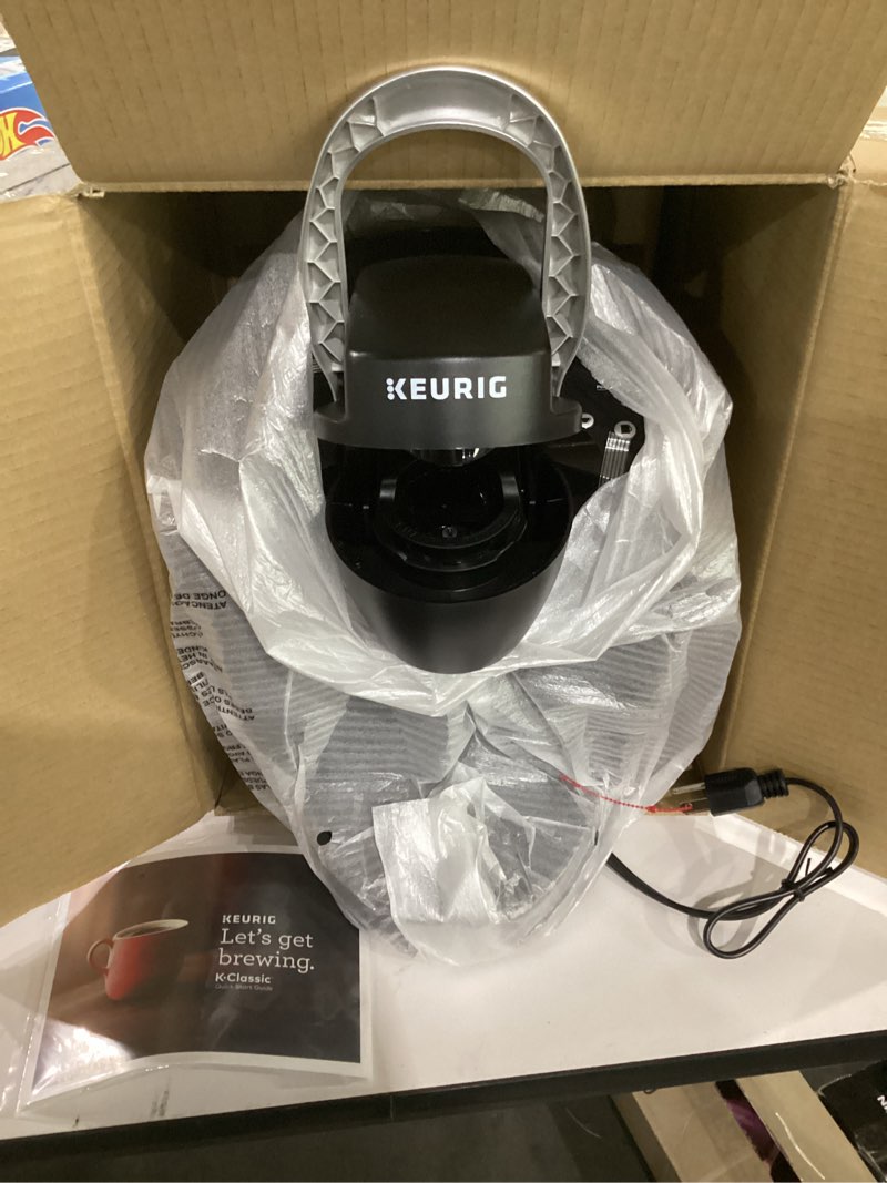 Condition photo showing Good Condition for not tested**** keurig k-classic single serve k-cup pod coffee maker, with 3 brew sizes, 48oz removable reservoir, black