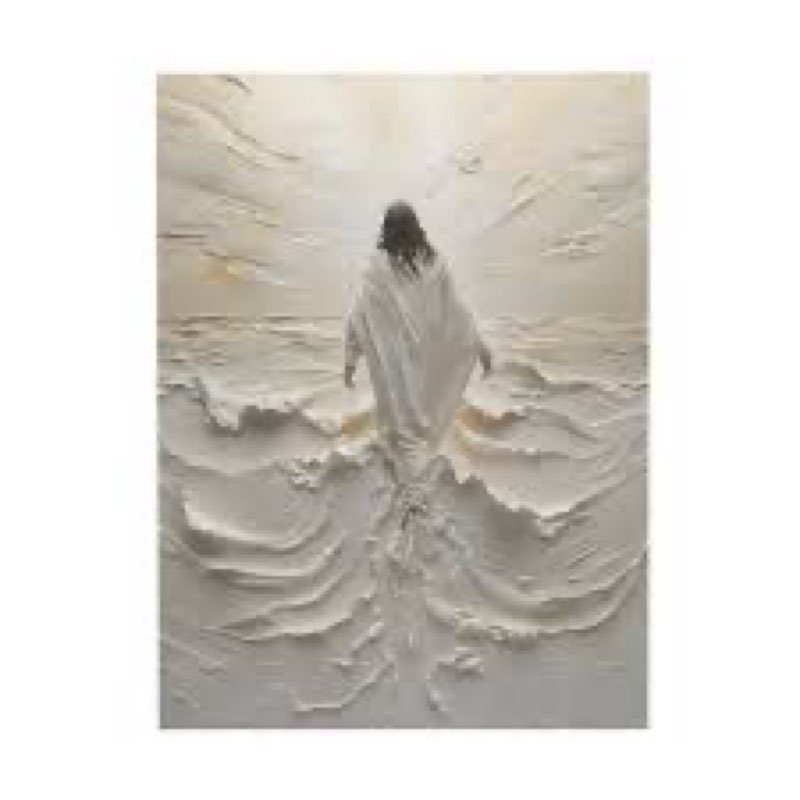 Abstract Jesus Walking on Water Canvas Wall Art Christian Spiritual Wall Decor Pictures Divine Light