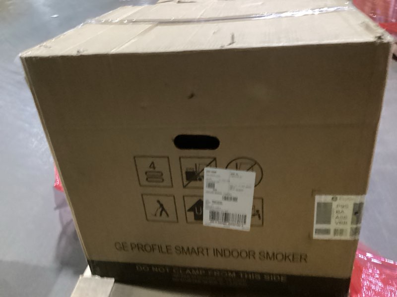 Condition photo showing Good Condition for ge profile™ smart indoor pellet smoker, with active smoke filtration, 5 smoke control settings, wifi connected, electric, countertop bbq appliance, black