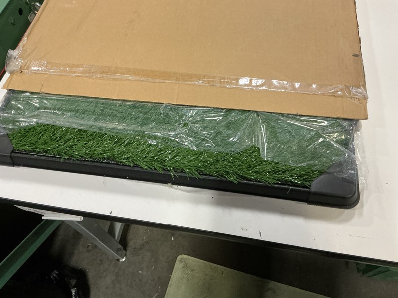 Condition photo showing Good Condition for dog grass pad with tray - 35.5x23.5in reusable pee pads for dogs - 4-layer indoor/outdoor artificial grass pee pad - dog housebreaking supplies for puppy training by petmaker xl 4-layer system