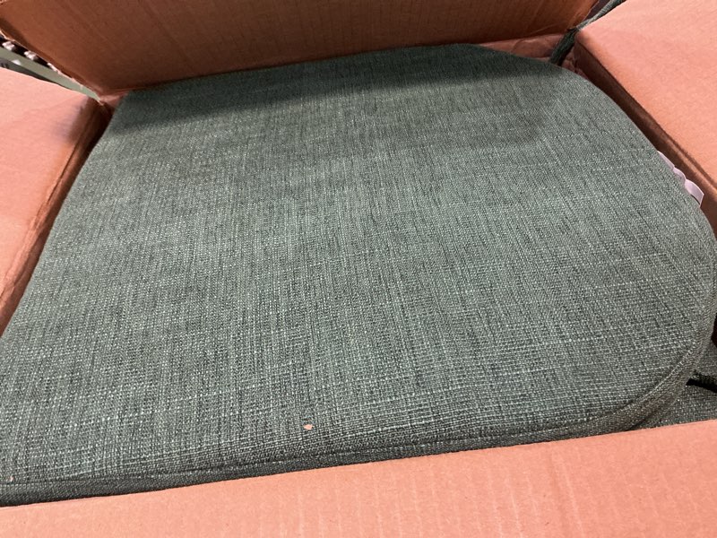 Condition photo showing Good Condition for downluxe indoor chair cushions for dining chairs, soft and comfortable textured foam kitchen chair pads with ties and non-slip backing, 16" x 16" x 2", dark green, 6 pack dark green 6 count (pack of 1)