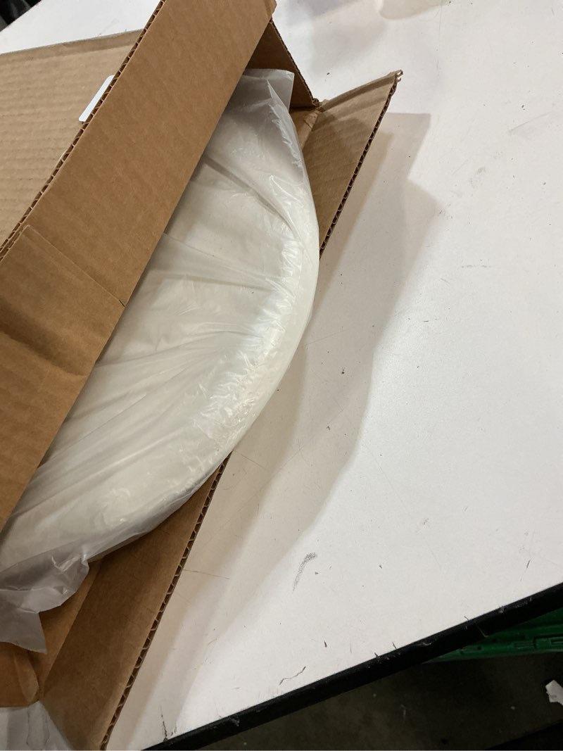 Condition photo showing As Is for mayfair caswell modern slow close toilet seat, durable plastic, elongated, white elongated 1 seat