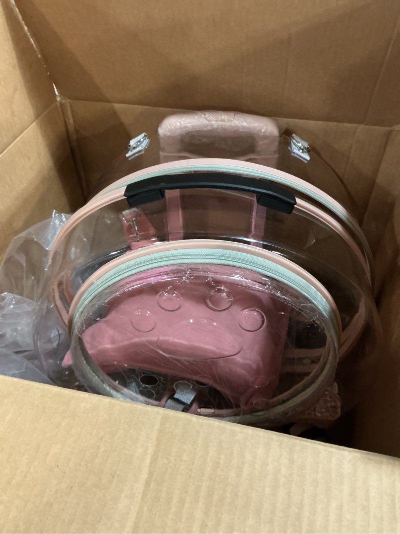 Condition photo showing Good Condition for Transparent & Fully Breathable Hard cat Carrier with Rolling Wheels for Dogs, Cats, Multiple Carrying Options, Perfect for Traveling/Taking a Walk Pink