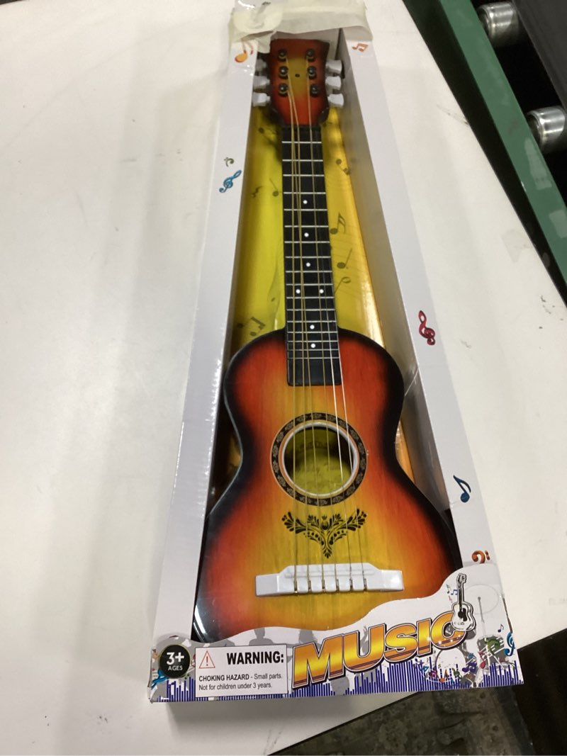 Condition photo showing Good Condition for 23" acoustic guitar, kids 6 string toy guitar - realistic steel strings - beginner practice first musical instrument for children, toddlers (amber sunburst)
