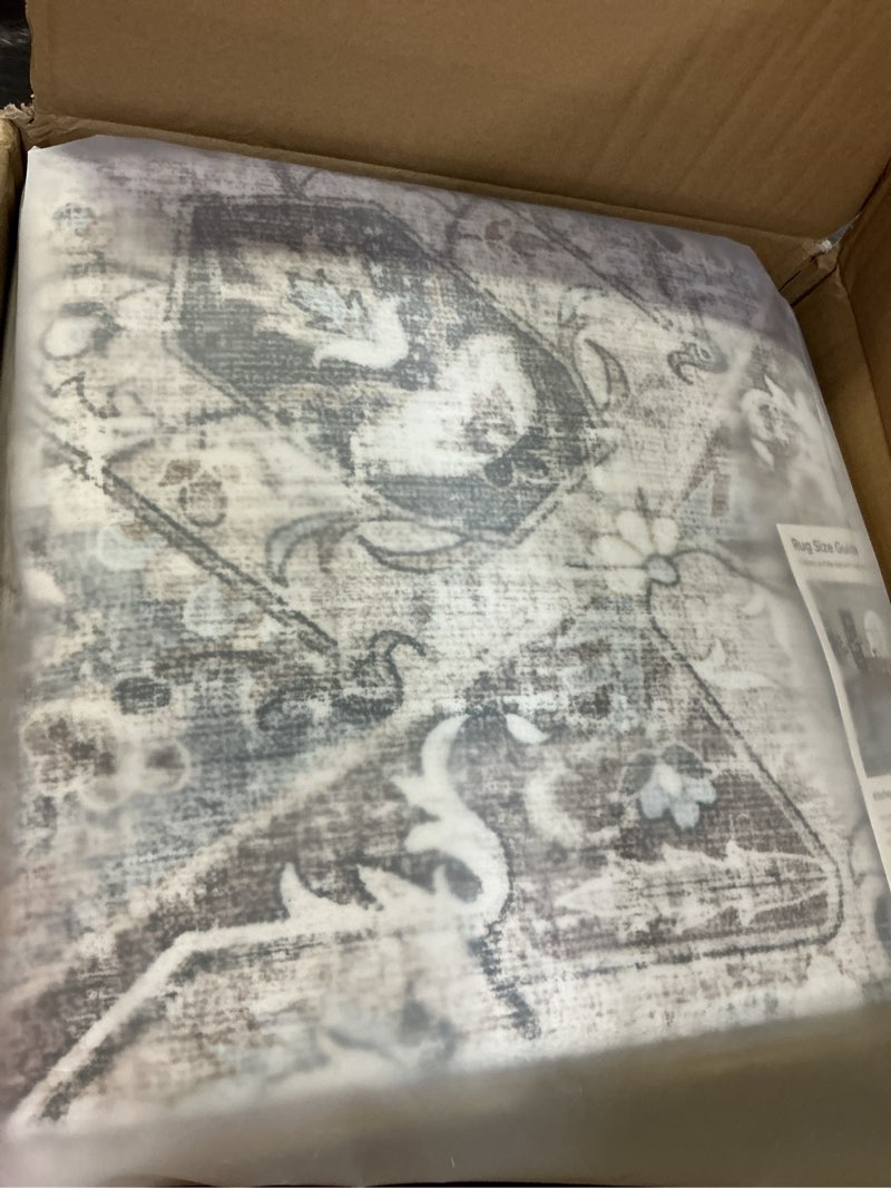 Condition photo showing Good Condition for Tortania Area Rug Living Room Rugs - 8x10 Washable Boho Rug Vintage Oriental Distressed Farmhouse Large Thin Indoor Carpet for Living Room Bedroom Under Dining Table Home Office - Brown Blue 8' x 10' (Rectangular) Brown Blue