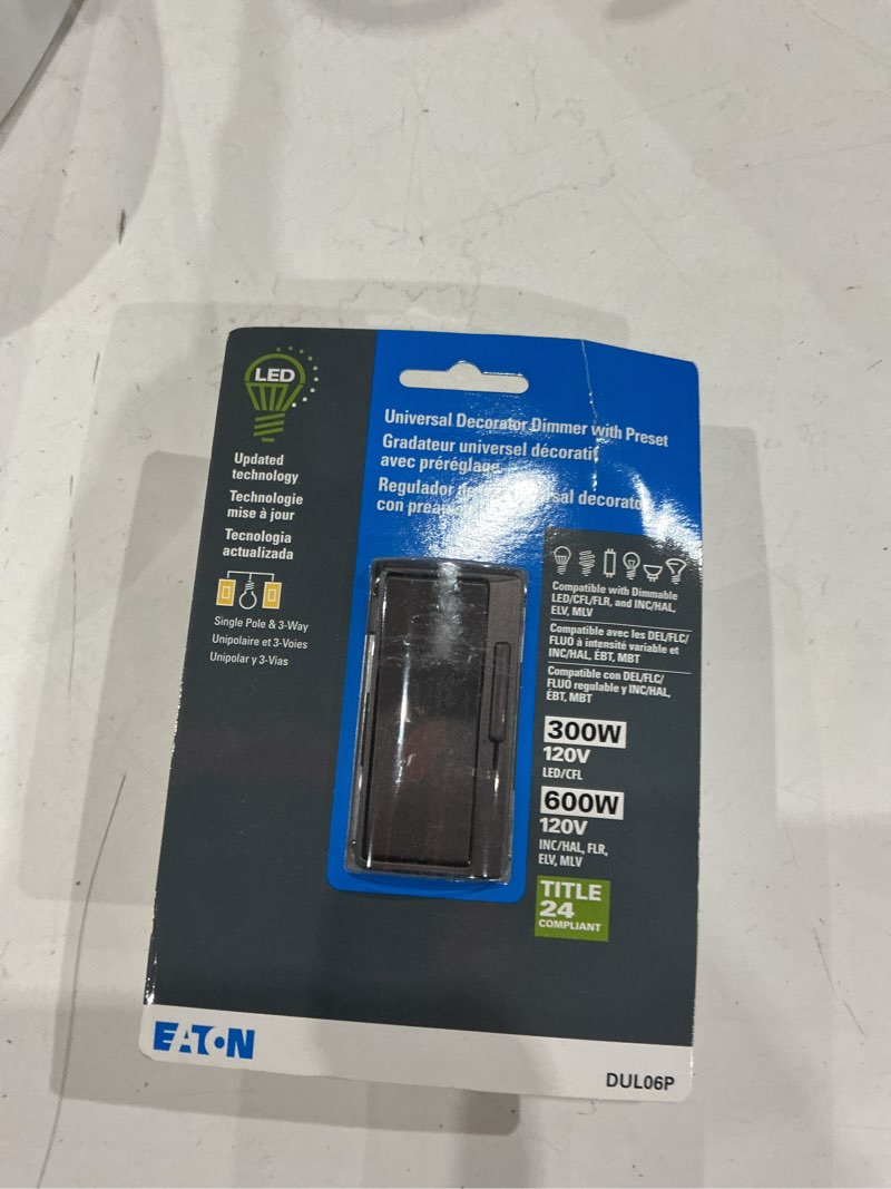Condition photo showing Good Condition for eaton universal single-pole/3-way led decorator light dimmer, oil rubbed bronze