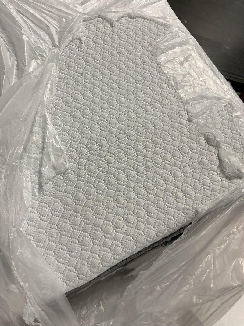 Condition photo showing As Is for wedge pillow for sleeping & resting, 24"x24"x10" memory foam cushion with grey and white patterned polyester cover, ideal for bedroom & living room – comfortable support for adults grey & white 10 inch