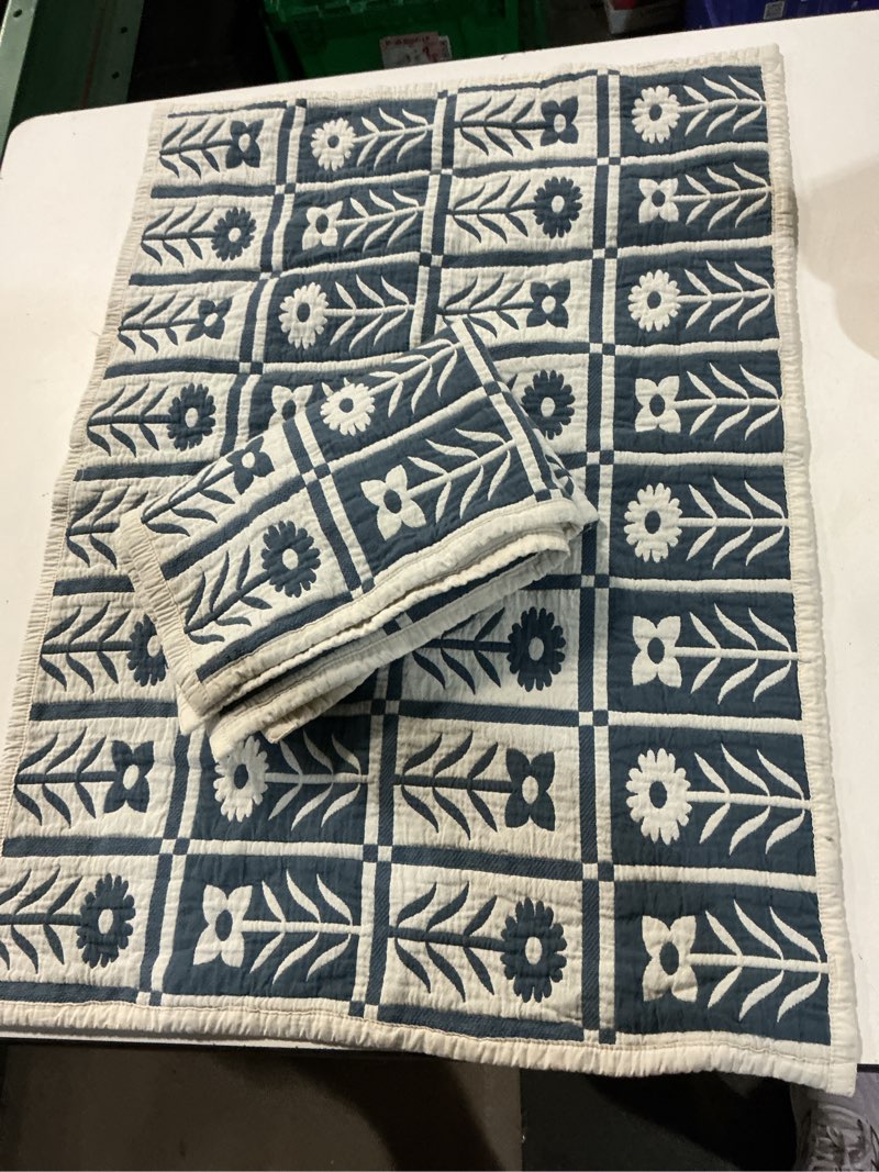 Condition photo showing Good Condition for organic cotton jacquard pillow case set, complete/queen, glacial blue