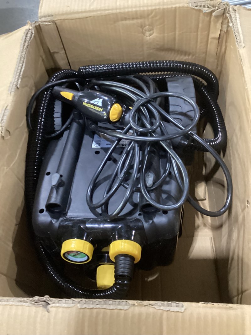 Condition photo showing As Is for mcculloch mc1385 deluxe canister steam cleaner, 2-hour runtime, chemical-free, 23 accessories: mop head, brushes & more - built for home, tile, carpet, furniture, & personal car detailing