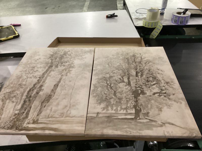 Condition photo showing Good Condition for qtespeii neutral vintage forest tree wall art set of 2 antique trees sketch painting prints nature landscape picture wall decor for farmhouse living room bedroom home office kitchen, 11x14 inch framed neutral forest tree 14l" x 11w"