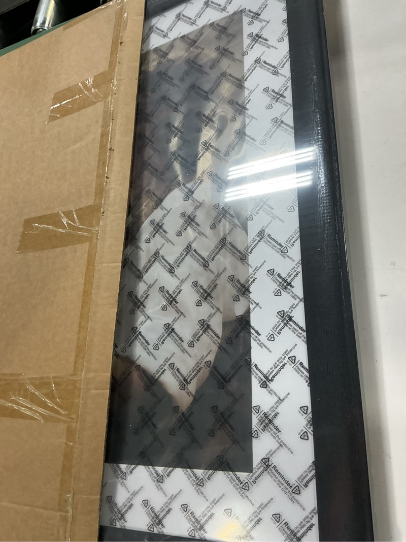 Condition photo showing New/Like New for tinkeps display 20 x 24 picture frame black. 1.57 inch wide wood grain texture, pictures 16 x 20 with mat. horizontal or vertical wall 20x24 picture frame. black 20x24