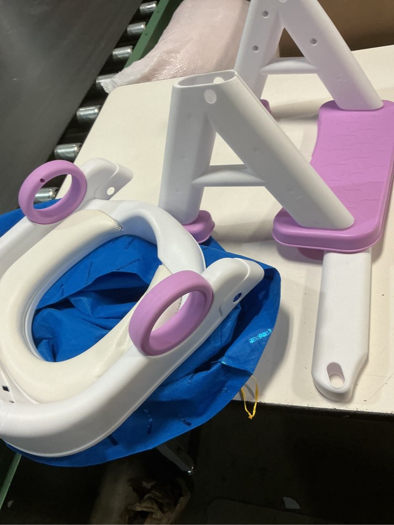 Condition photo showing As Is for Potty Training Seat, Toddler Toilet Seat With Steps, 2 In 1 Toddler Potty Training Toilet With Splas