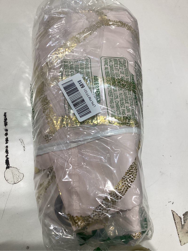 Condition photo showing Good Condition for Comfort Spaces Vivian Total Blackout Window Curtain Panel Pair, Metallic Geometric Design, Thermal Insulated Light Blocking Drape for Bedroom and Apartments, 50x84, Blush/Gold, 2 Piece 50"W x 84"L (Pack of 2) Blush/Gold