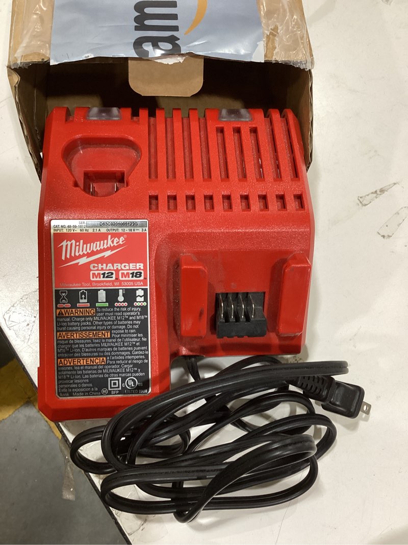 Condition photo showing New/Like New for M12 & M18 Battery Charger for Milwaukee, Compatible with 12V/18V Lithium-Ion Batteries, Replacement for 48-59-1808 & 48-59-1812, Dual-Port Rapid Charger with Smart Protection (Tool Only)