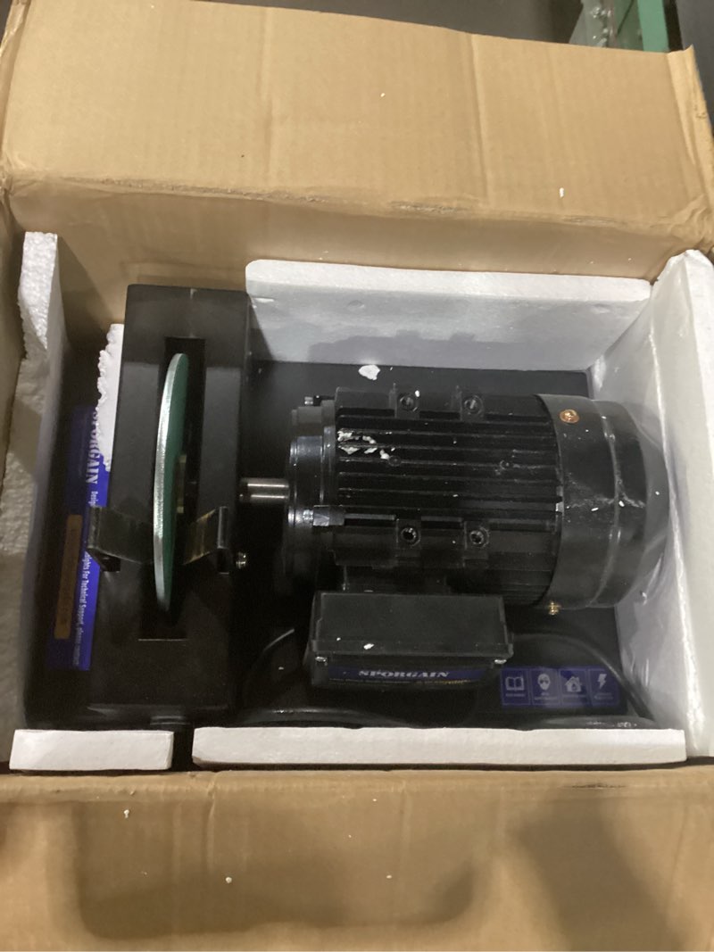 Condition photo showing As Is for (as  is)sporgain lawn mower blade sharpener 2/3 hp, lawnmower blade sharpener with 20 sandpapers 60/180 grit, heavy-duty mower sharpening machine for high/low lift, gator & flat blades 1.0-10pcs
