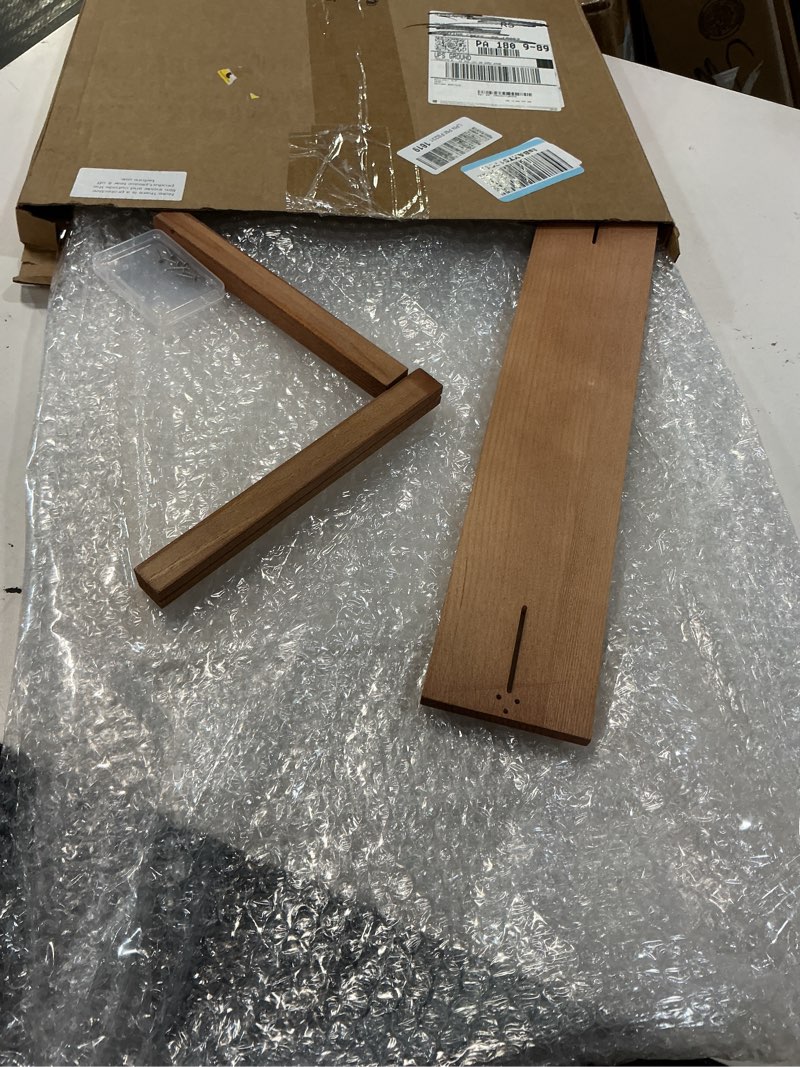 Condition photo showing Good Condition for cinnvoice wood acrylic sneeze guard for counter with passthrough, 24" x 16" freestanding desk divider for cashier, office, restaurant & reception, protective shield barrier with transaction window