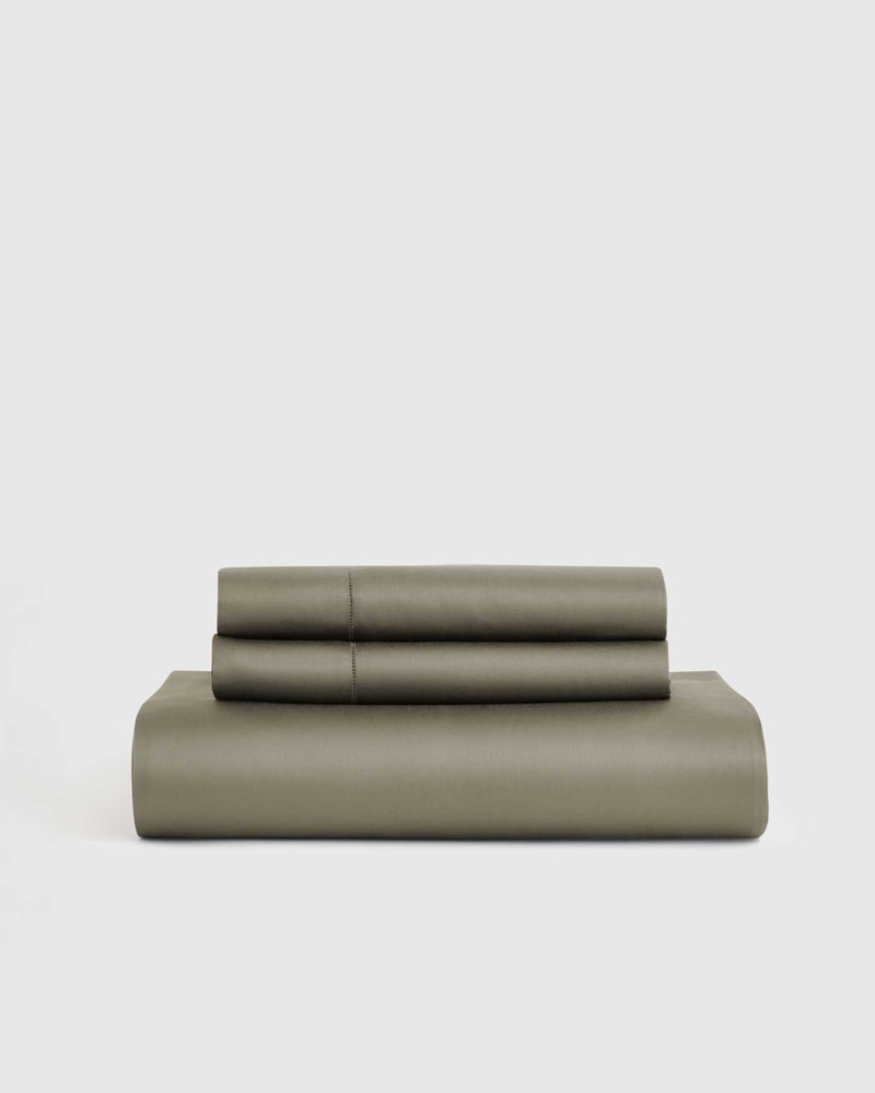 Signature Giza Cotton Sateen Sheet Set, Queen, Stone