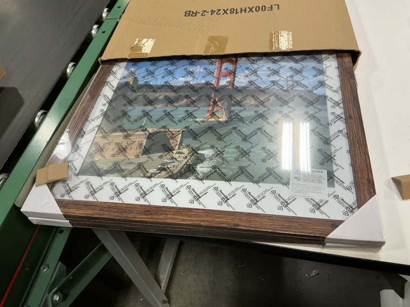 Condition photo showing New/Like New for LUCKYLIFE 18x24 Frame in Rustic Brown, Gallery Frame for Wall Mounting, 2 Pack Brown 18x24