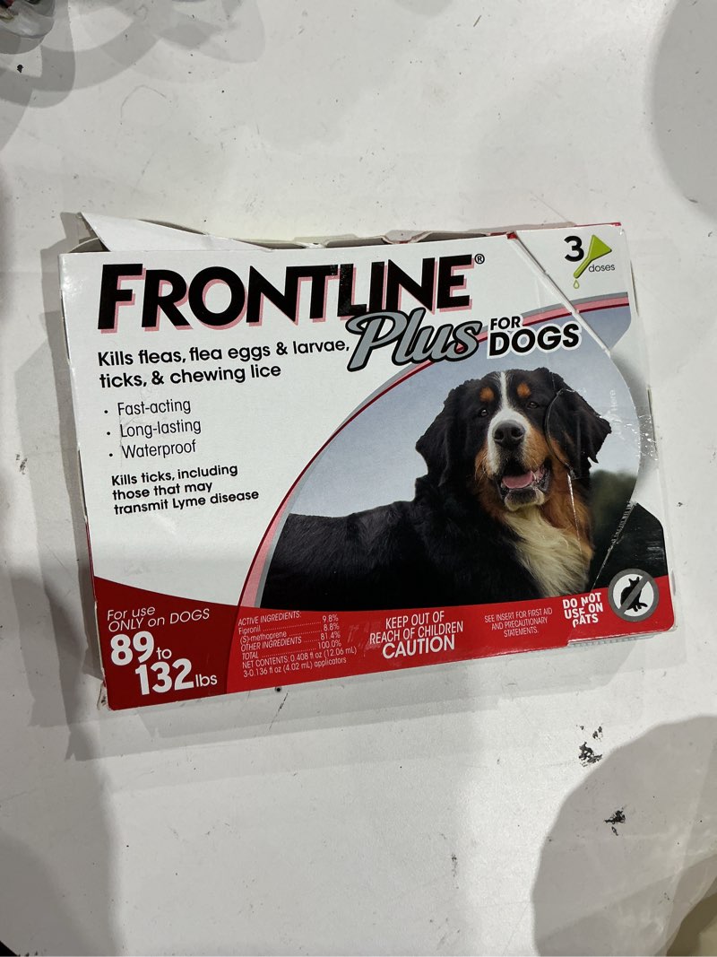 Condition photo showing As Is for frontline liquid flea and tick treatment (pet size: large)