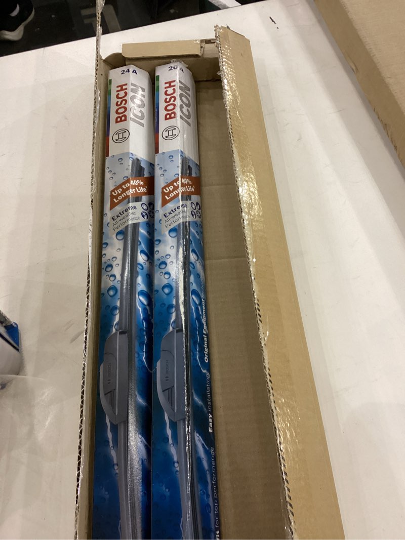 Condition photo showing New/Like New for BOSCH 24A20A ICON Beam Wiper Blades - Driver and Passenger Side - Set of 2 Blades (24A & 20A)