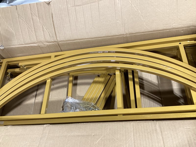 Condition photo showing Good Condition for 3d metal wedding arch frame, gold square 3d backdrop stand for wedding ceremony, reception, engagement party, birthday, photo booth & event decor