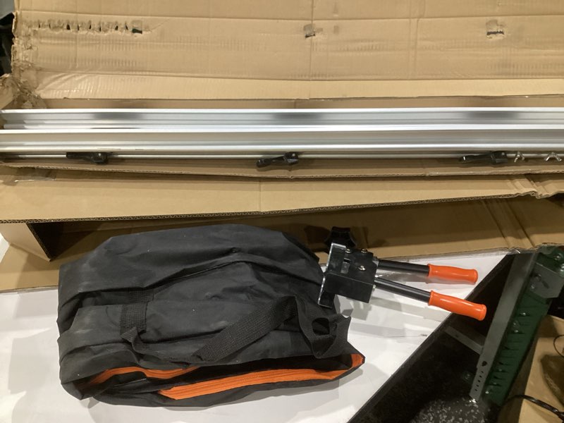 Condition photo showing As Is for 71" manual tile cutter, large format ceramic tile cutting tool with built-in suction cups & tile clamp, 3-head scoring wheel system, for up to 0.47-inch thick tiles
