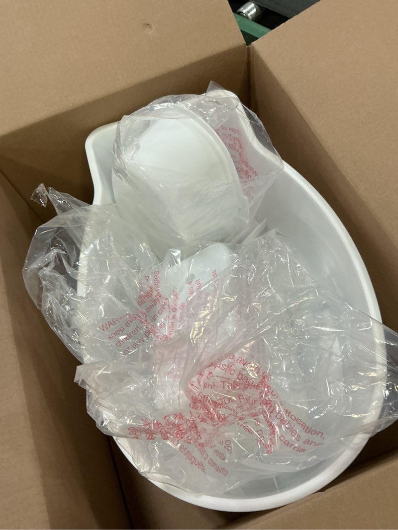 Condition photo showing As Is for Regalo 2-in-1 Potty Training and Transition Potty with Flushing Sound, Removable Seat, Bonus Kit, Oversized Foam Soft Seat, and Wipe Storage, White Potty Trainer