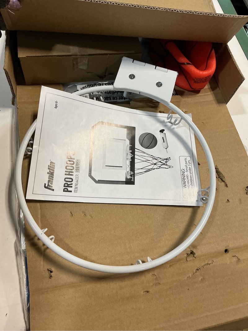 Condition photo showing item condition for Franklin Sports Mini Basketball Hoops-Indoor Over The Door Mini Hoop+Basketball Sets-Perfect Accessory for Bedroom+Office 16" x 10" (Pack of 1) Mini Pro Hoops - Blue