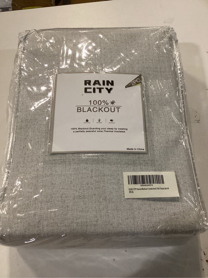 Condition photo showing New/Like New for 140 Inch Long Blackout Curtains Panels Set,Linen Textured Custom Extra Long Luxury Noise Reducing Curtains for Large Window Pocket Back Tab Pleat Heading Tape with Hooks 50W x 140L,Natural Birch/Ivory 50"W x 140"L (Pack of 2) Birch