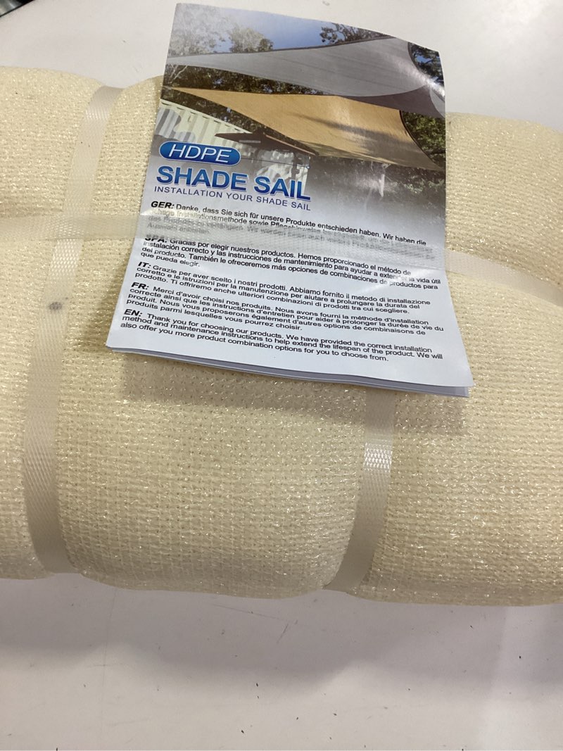 Condition photo showing Good Condition for royal shade 8' x 10' beige rectangle sun shade sail - 200gsm hdpe garden canopy - upf50+ uv block & breathable mesh fabric for patio, deck and garden beige 8' x 10'