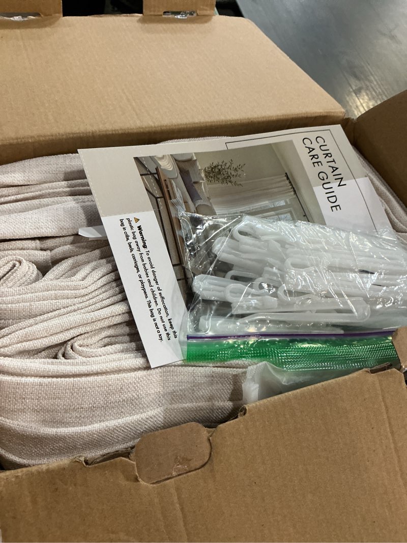 Condition photo showing Good Condition for miulee pinch pleated thick linen curtains 108 inch 4 panels set ivory cream back tab memory trained pinch pleat semi sheer light filtering privacy curtains window drapes for living room bedroom birch birch 40"w x 108"l (pack of 4)