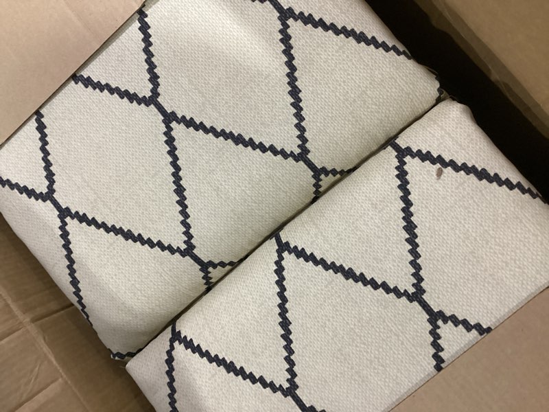 Condition photo showing Good Condition for arden outdoor foam deep seat cushion set, 24 in x 24 in, weather-proof, rain-proof, fade resistant patio cushion, bottom and back cushion for chair, sofa, and couch tan diamond trellis certi-pur foam tan diamond trellis 1 pack