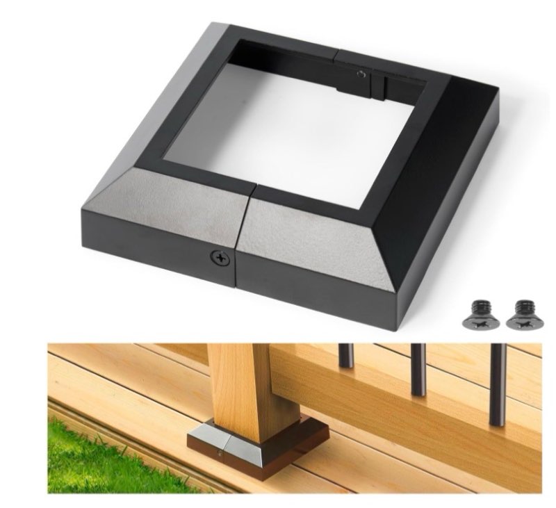 aecxm 12pack 4"x4" aluminum deck post base cover, split post cover skirts for deck railings?stairs?p