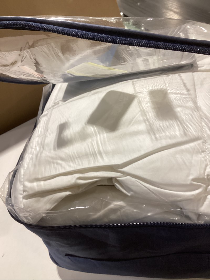 Condition photo showing Good Condition for Serta Luxurious Goose Feathers Down Fiber Comforter King Size Duvet Insert, 100% Cotton, Hotel Quality Hypoallergenic Comforter, 59oz Light Warmth 106 x 90 in White White/Light Warmth King