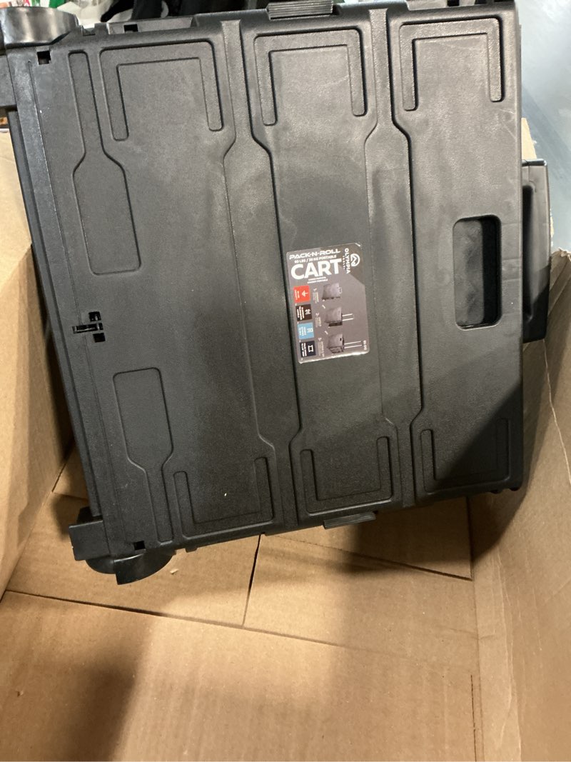 Condition photo showing As Is for Olympia Tools Foldable Utility Cart,Grand Rolling Collapsible Storage Utility cart with Telescopic Handle , Folding Portable Rolling Wheel Trolley,80 Lb. Load Capacity ,Black