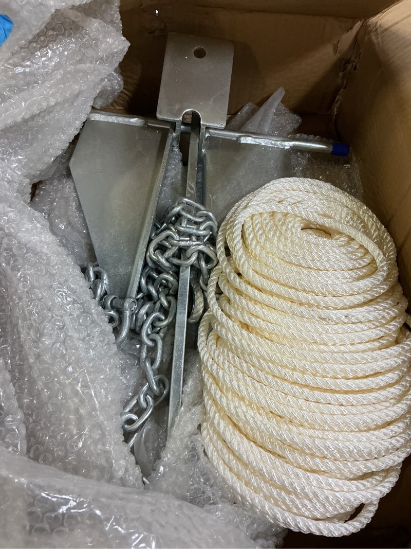 Condition photo showing Good Condition for 5/8.5/10/13 lb heavy duty galvanized fluke boat anchor kit with chain, rope & shackles for pontoon, dinghy, day cruising, bass & fishing boats up to 8-16/12-22/16-26/20-32 ft 10 lb (for boat 16-26ft)