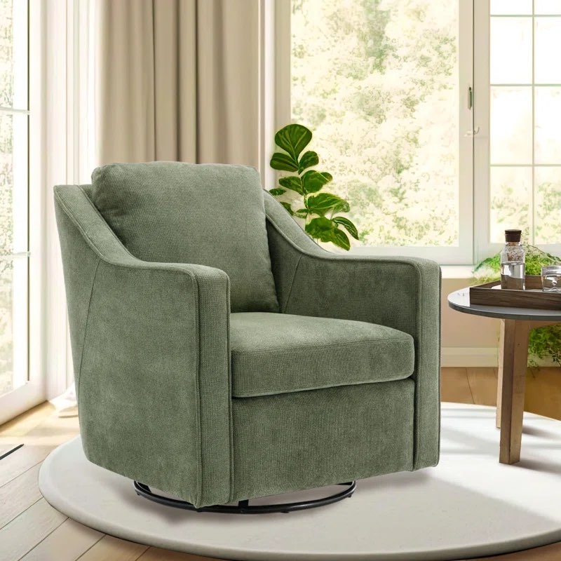 36.2" wide upholstered swivel accent armchair body fabric: olive fabric