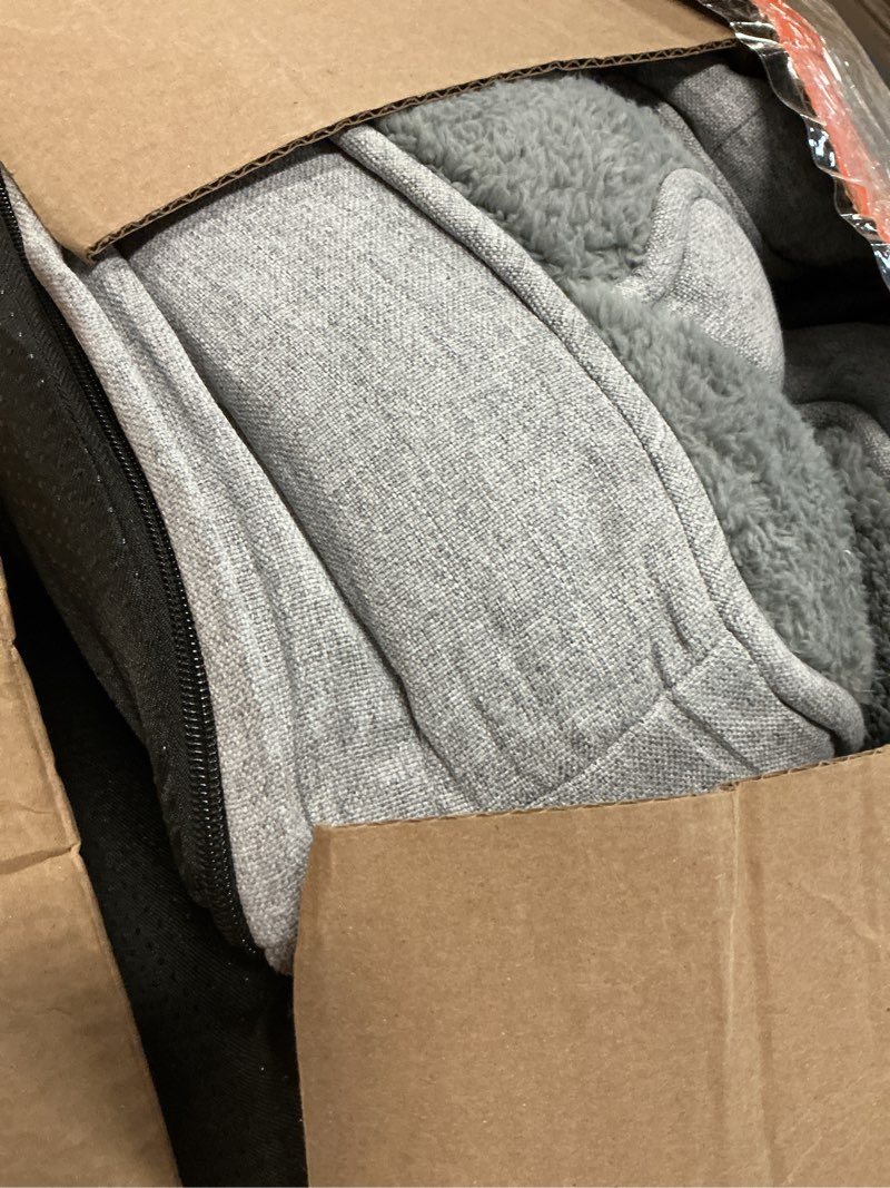 Condition photo showing As Is for Orthopedic Dog Beds for Medium Size Dogs, Waterproof Egg-Crate Foam Pet Couch Bed with Soft Sides, Non-Slip Dog Sofa with Fleece Removable Washable Cover, 35"L Supportive Pet Sofa, Light Grey Light Grey Sherpa Fleece 35"L x 25"W x 9.5"Th